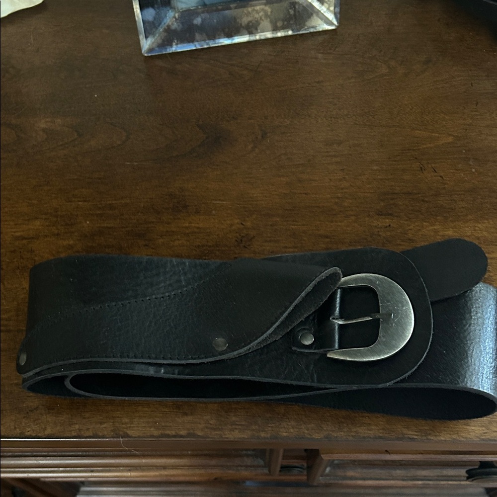 Free People Black Belt with Silver Buckle